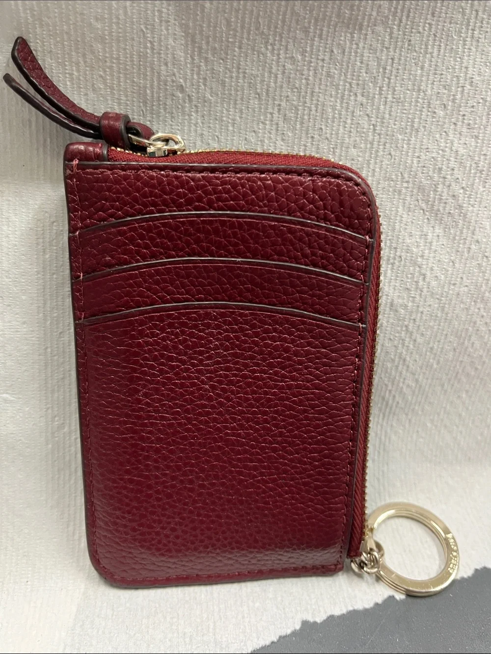 EUC kate spade Deep Burgundy Knot  Leather Card Case with Keyring